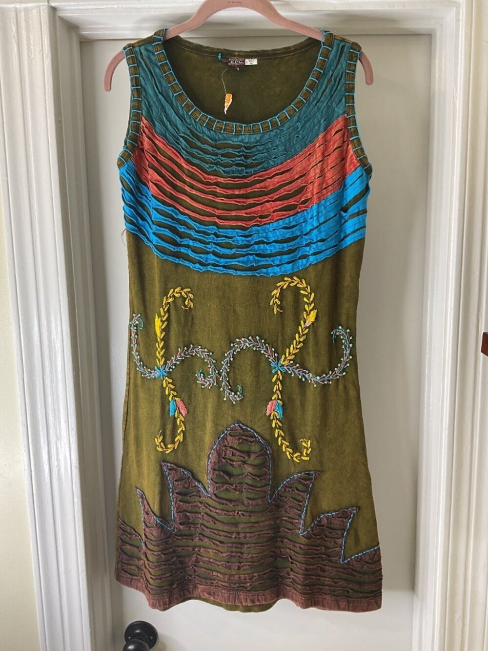 NWT KPC Embroidered Handmade Tank Dress Size XXL Bohemian Hippie Eclectic